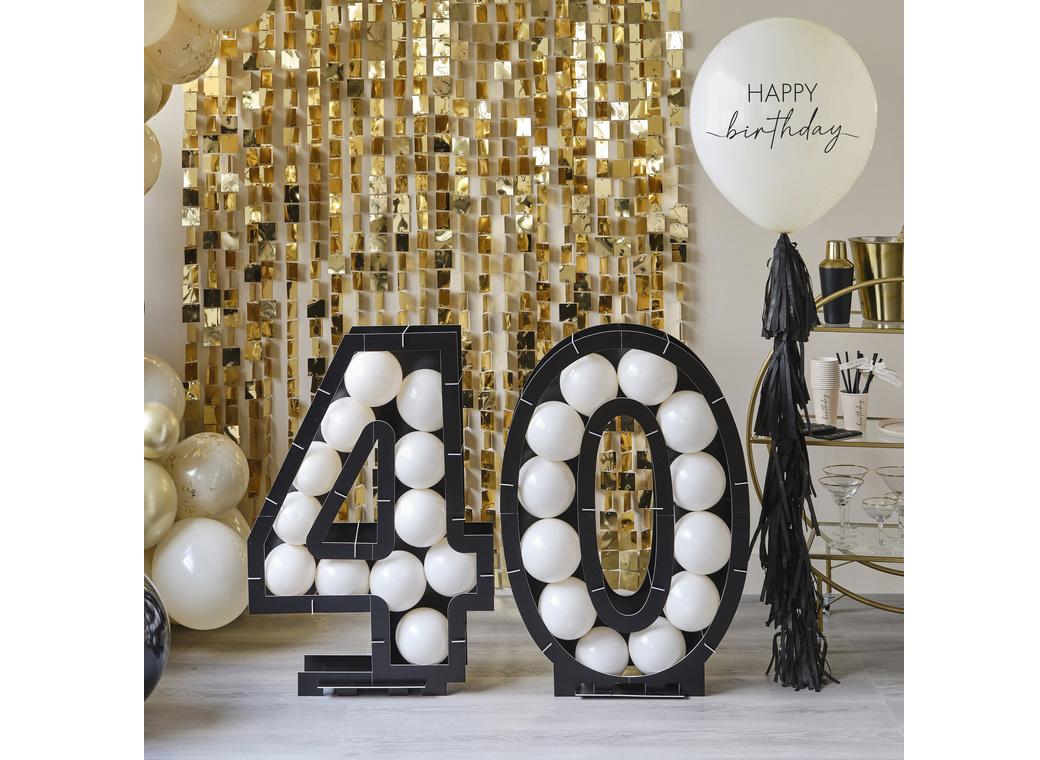 Champagne Noir 40 Balloon Mosaic Stand