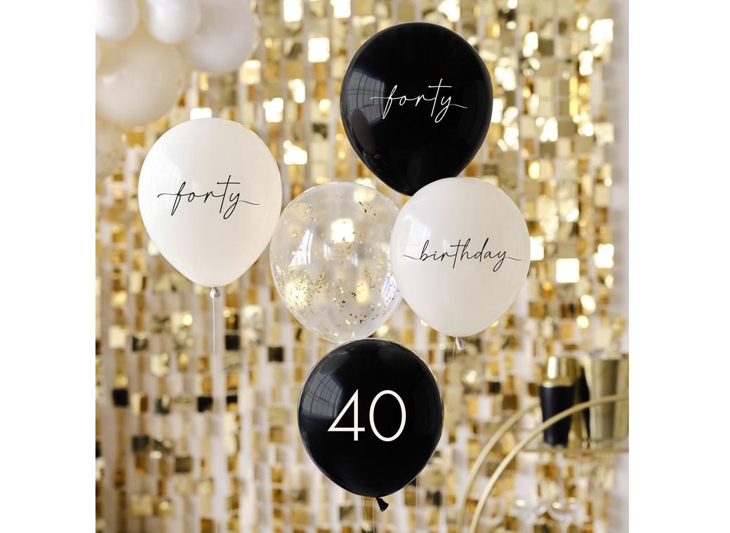 Champagne Noir 40th Birthday Balloon Bundle