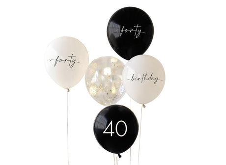 Champagne Noir 40th Birthday Balloon Bundle