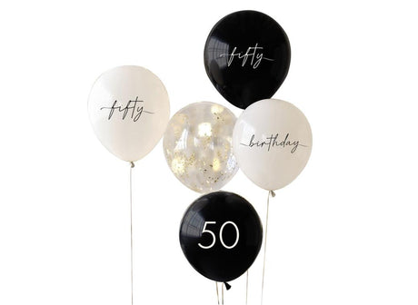 Champagne Noir 50th Birthday Balloon Bundle