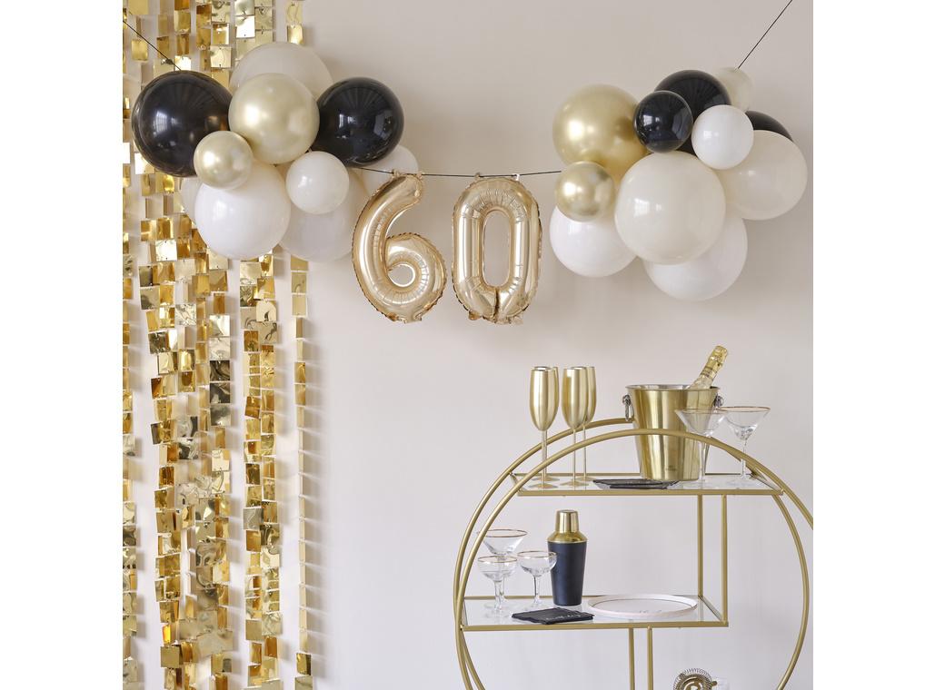 Champagne Noir 60th Birthday Balloon Bunting