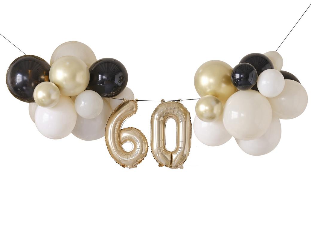 Champagne Noir 60th Birthday Balloon Bunting