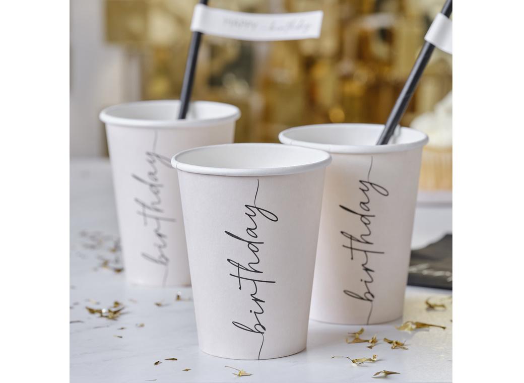 Champagne Noir Birthday Cups 8pk