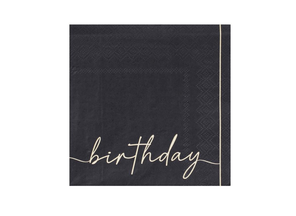 Champagne Noir Birthday Napkins 16pk