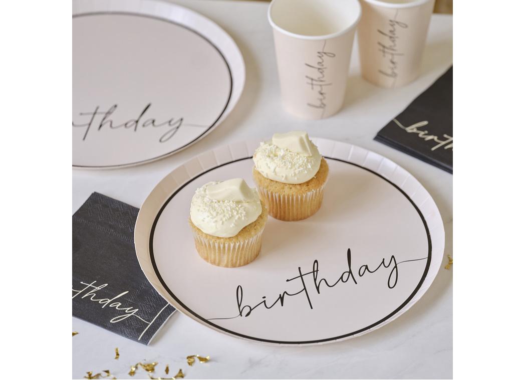 Champagne Noir Birthday Plates 8pk