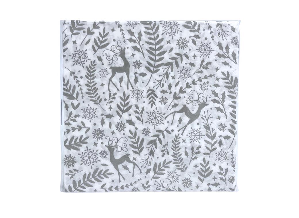 Christmas Napkins 20pk - Silver Deer