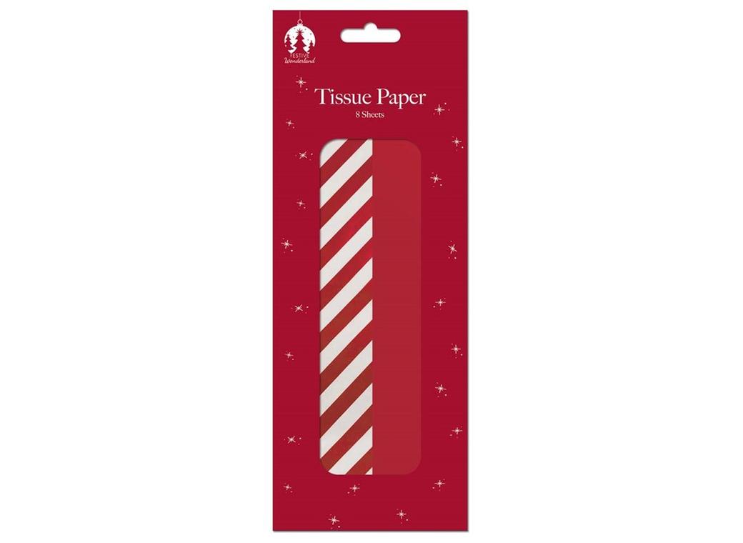 Tissue Paper 8 Sheets - Red & Candy Cane