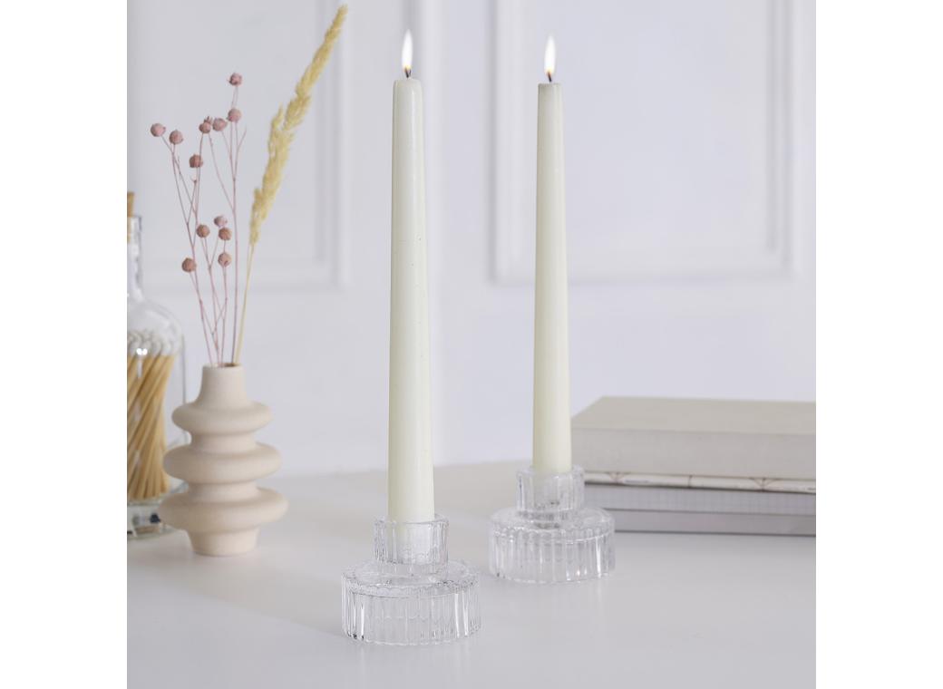 Clear Glass Candle Holders 2pk