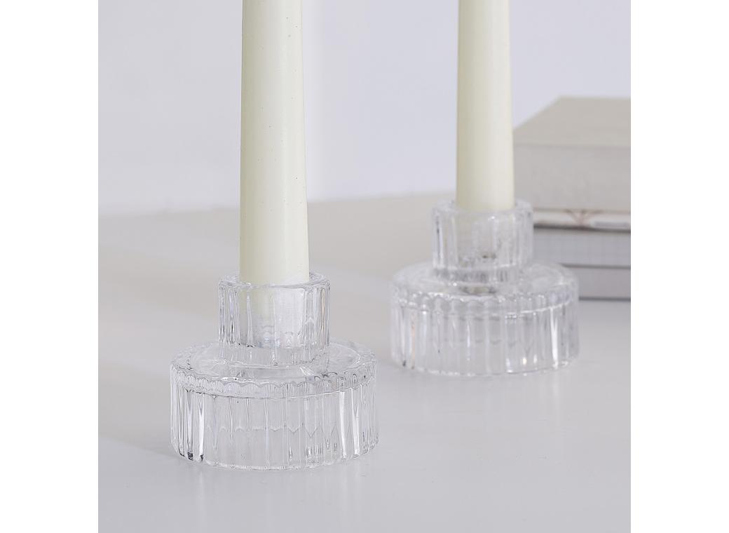 Clear Glass Candle Holders 2pk