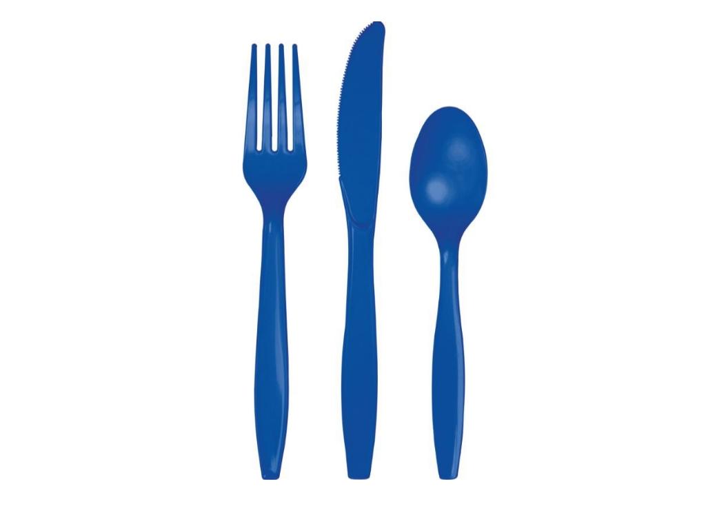 Royal Blue Plastic Cutlery - 24pk