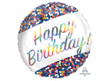 Confetti & Iridescent Happy Birthday Foil Balloon