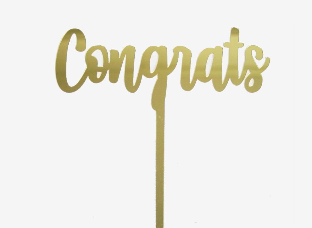 GoBake Congrats Cake Topper - Gold