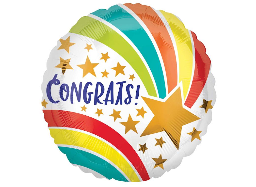 Congrats Rainbow Shooting Star Foil Balloon