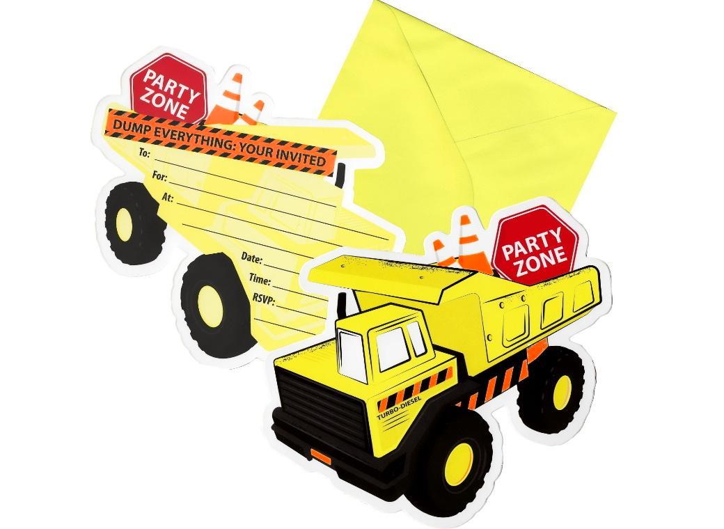 Construction Party Invites 8pk