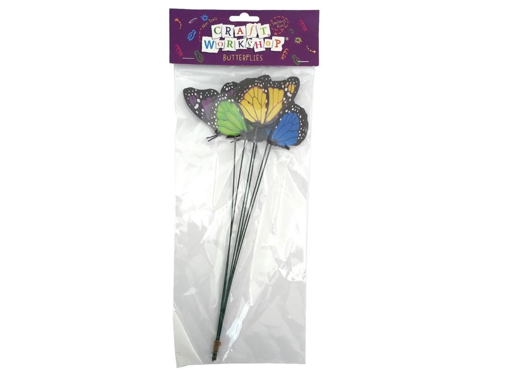 Craft Butterfly on Stick 6pk