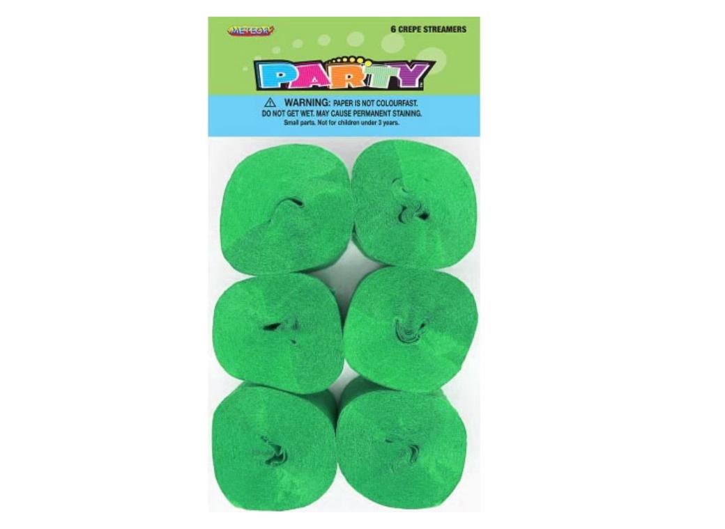 Crepe Paper Streamers 6pk - Emerald Green