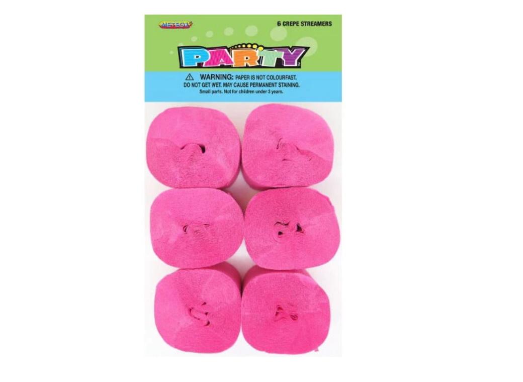 Crepe Paper Streamers 6pk - Hot Pink