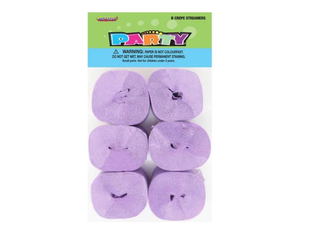 Crepe Paper Streamers 6pk - Lavender