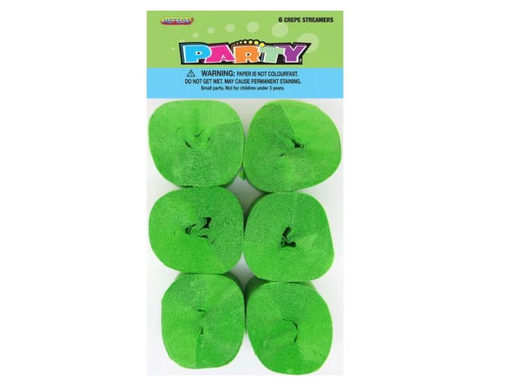 Crepe Paper Streamers 6pk - Lime