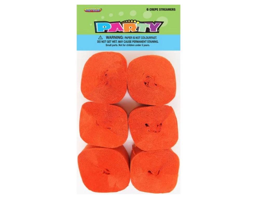 Crepe Paper Streamers 6pk - Orange