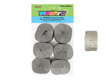 Crepe Paper Streamers 6pk - Silver