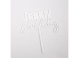 Cursive Happy Birthday Topper - White