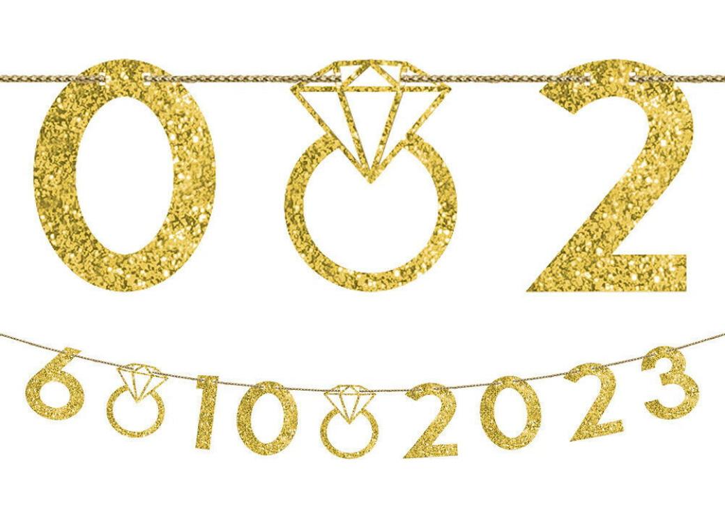 Customisable Gold Glitter Wedding Date Banner