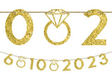 Customisable Gold Glitter Wedding Date Banner