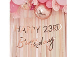 Customisable Rose Gold Happy Birthday Banner