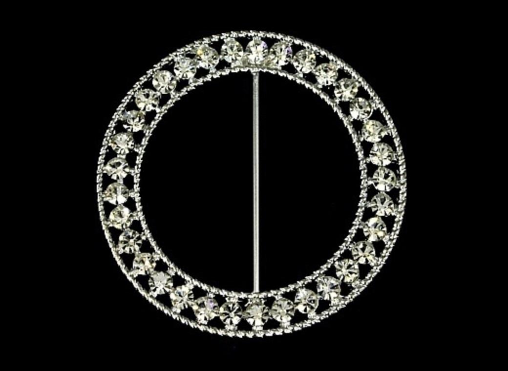 Diamante Sash Buckle - Fancy Round