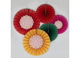 Diwali Paper Fans 5pk