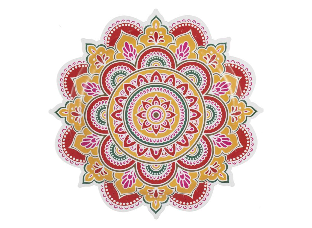 Diwali Rangoli Shaped Plates 8pk