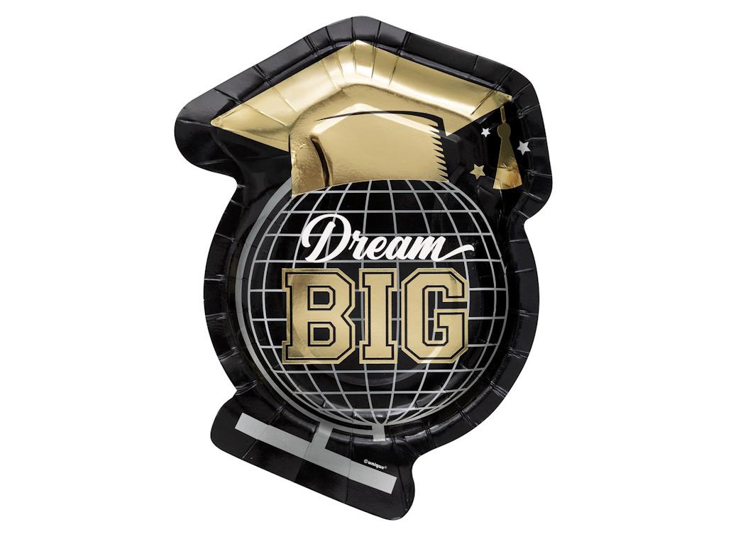 Dream Big Globe Shaped Graduation Plates 8pk