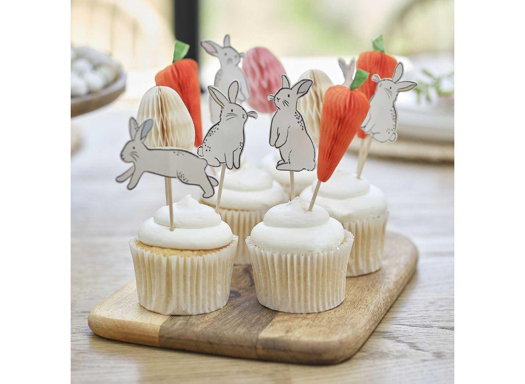 Easter Bunny, Carrot & Egg Cupcake Toppers