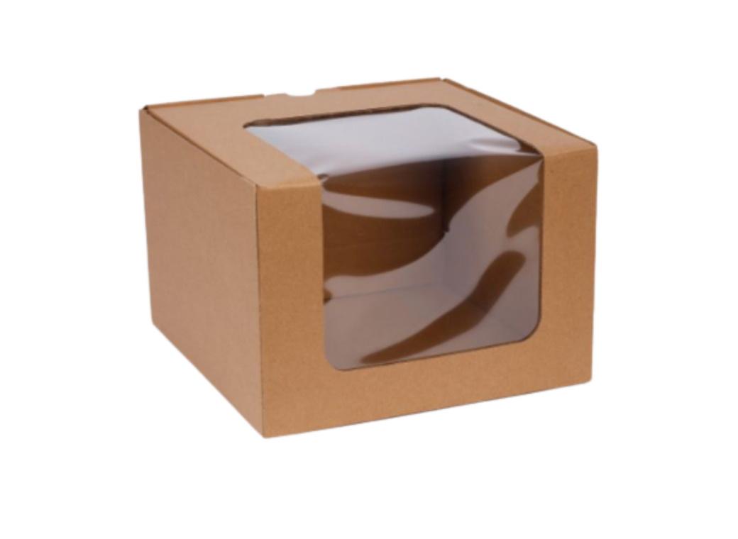 Eco Kraft Window Cake Box 8in