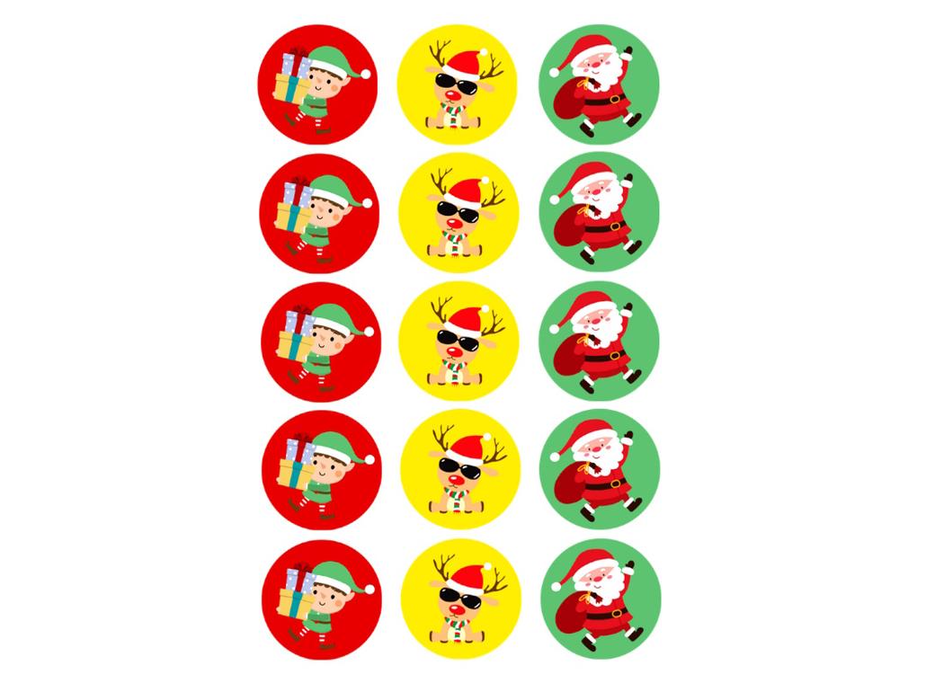 Christmas Edible Cupcake Toppers - Santa Fun