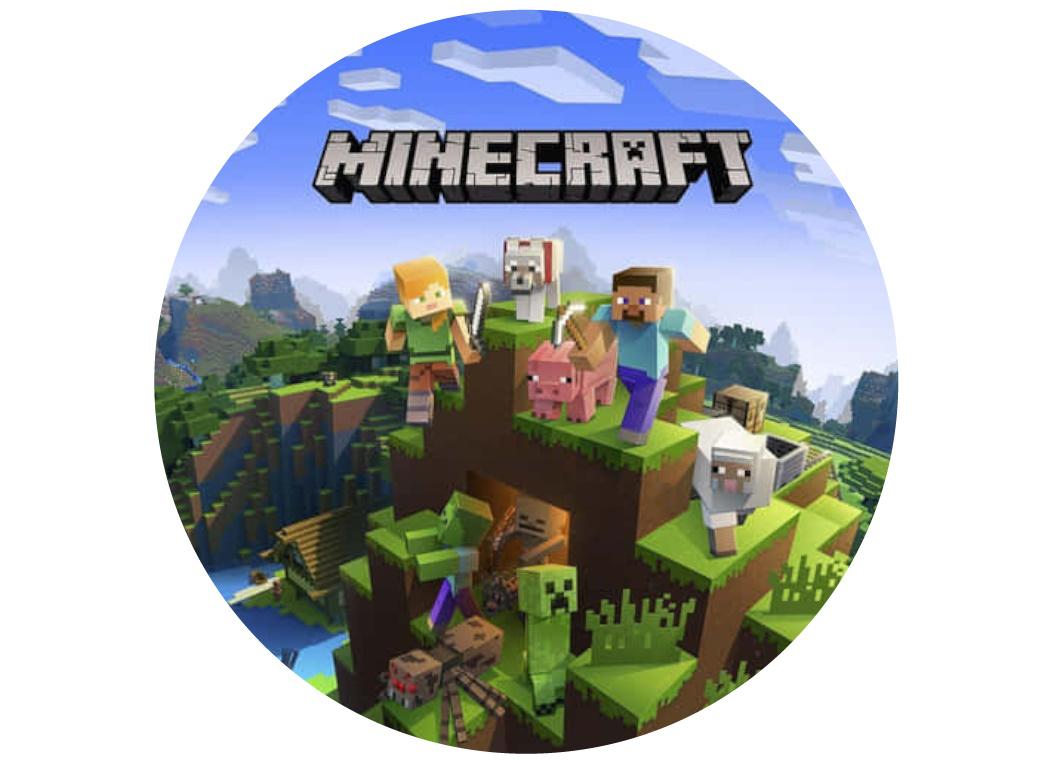 Edible Icing Image - Minecraft Scene Round