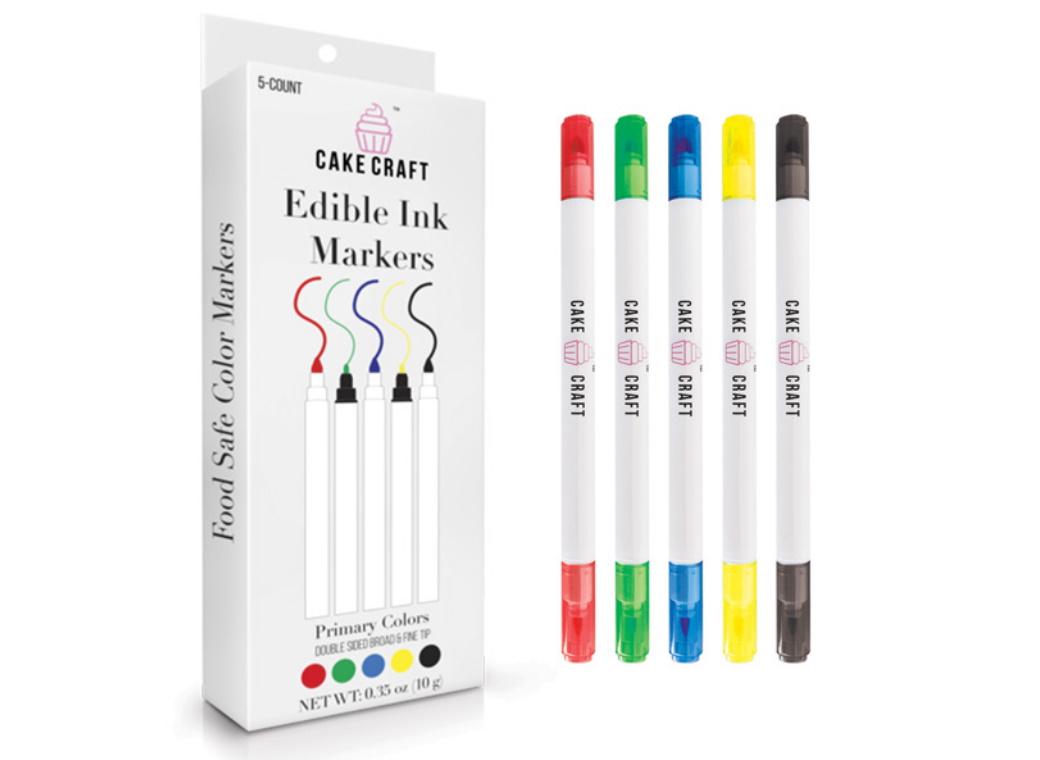 Cake Craft Edible Markers 5pk Primary