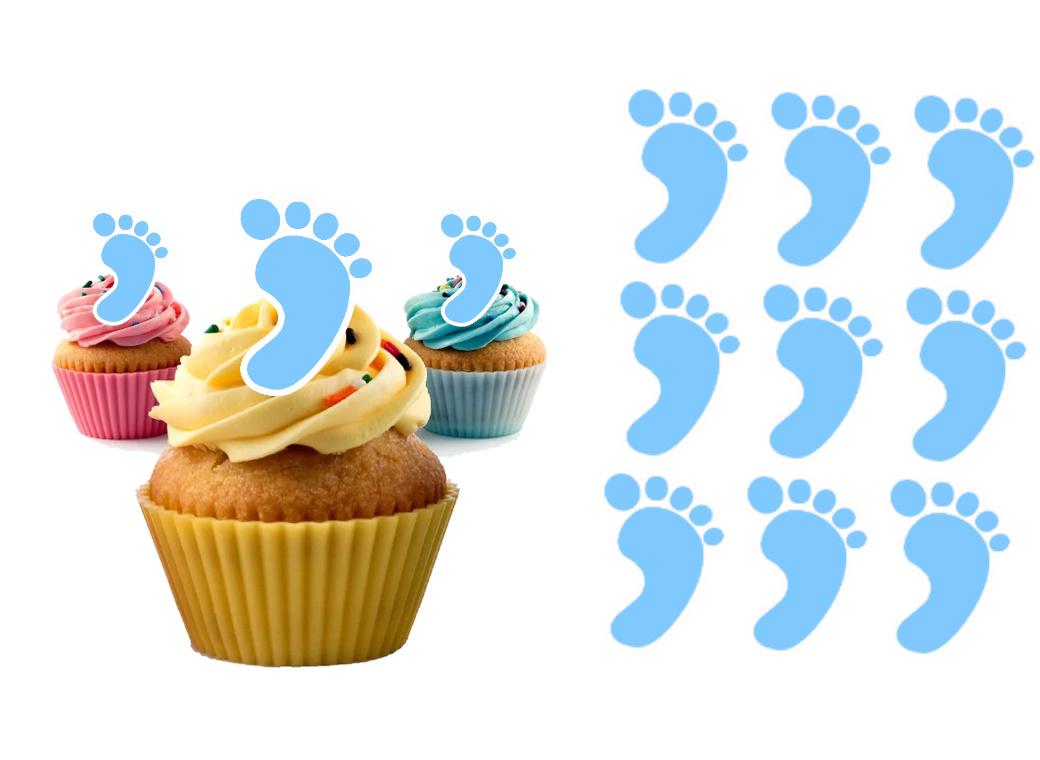 Edible Wafer Toppers - Blue Baby Feet