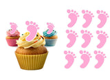 Edible Wafer Toppers - Pink Baby Feet