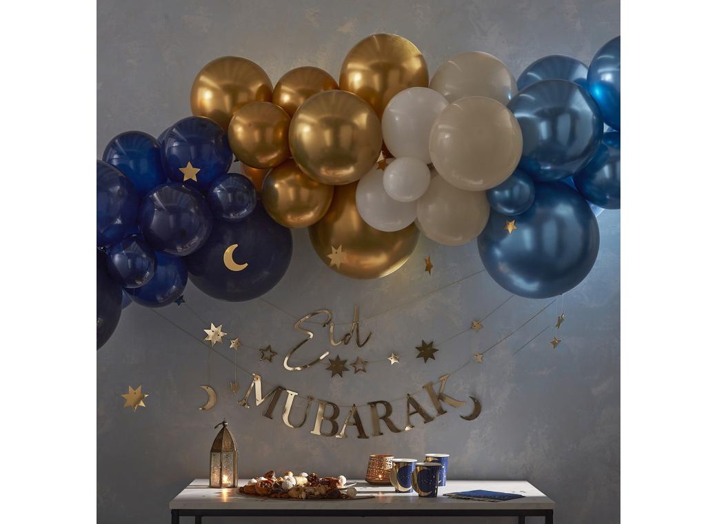 Eid Balloon Arch Kit with Hanging Moons & Stars