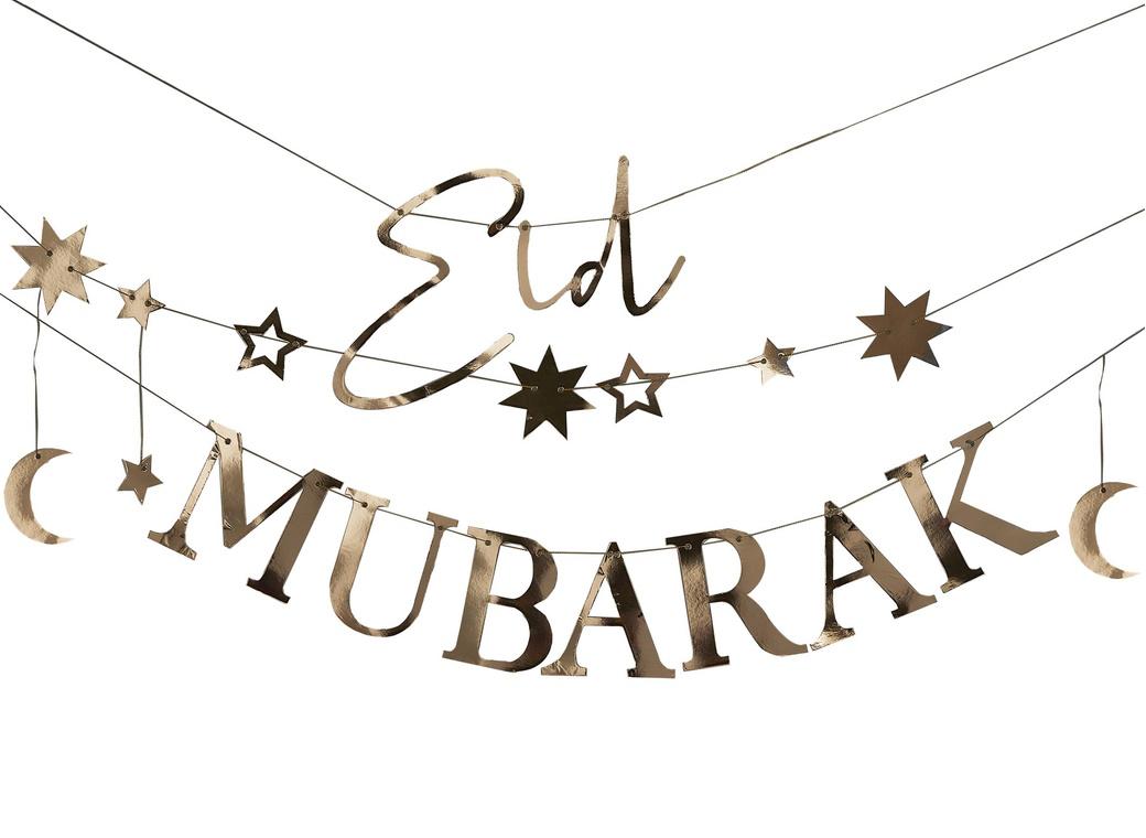 Gold Moon & Stars Eid Mubarak Bunting