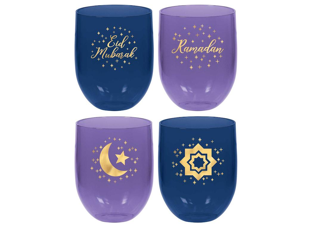 Eid Plastic Stemless Glasses 4pk