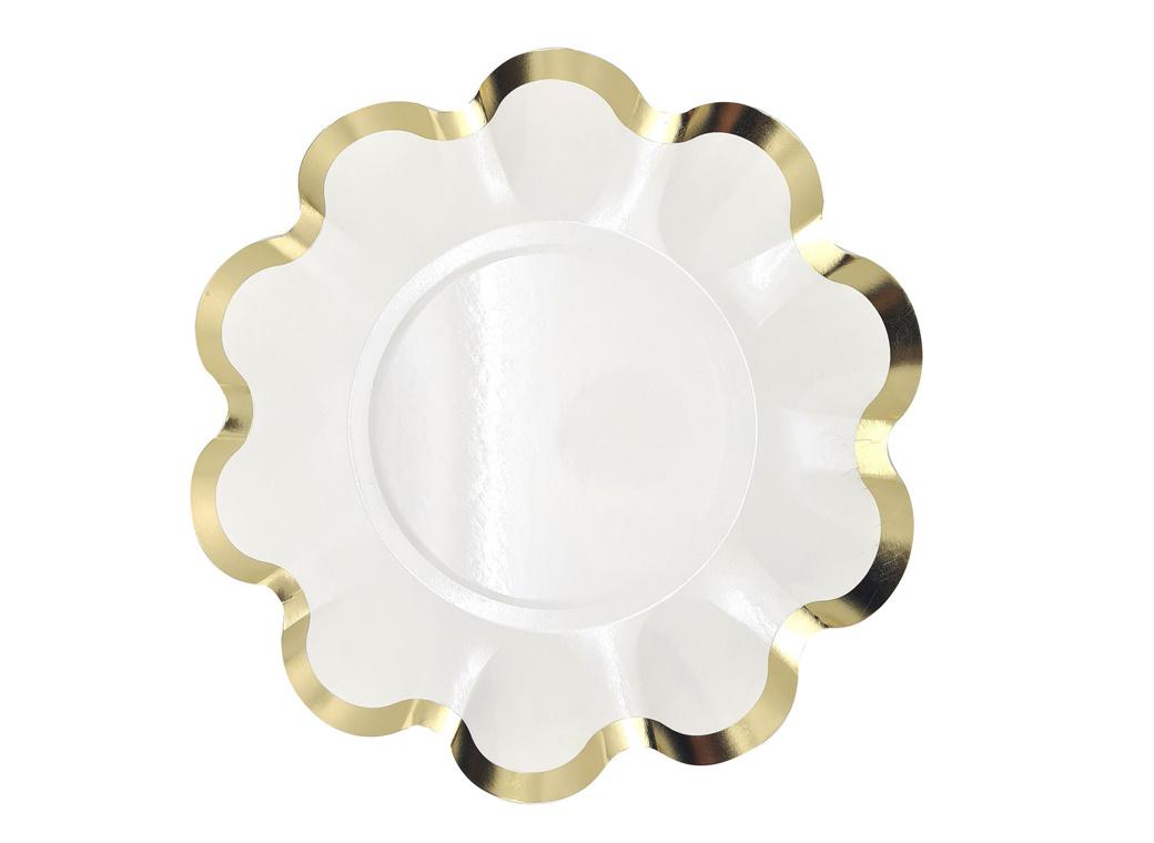 Elegant White & Gold Scalloped Plates 8pk