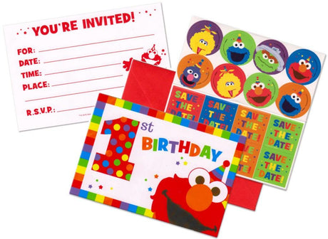 Elmo Turns One Invitations 8pk