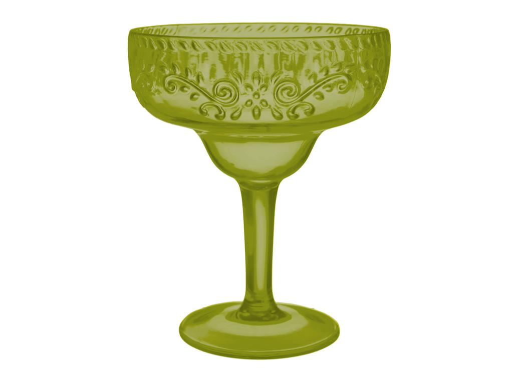 Boho Vibes Green Floral Margarita Glass