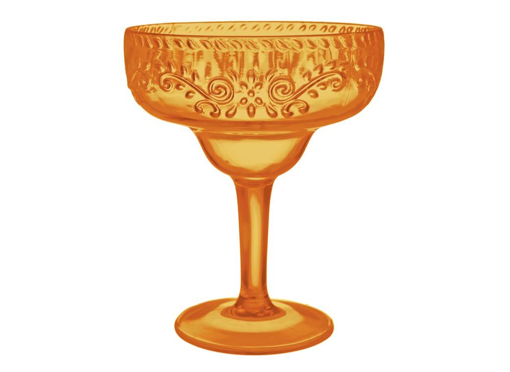 Boho Vibes Orange Floral Margarita Glass