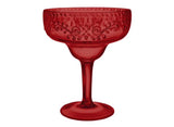 Boho Vibes Red Floral Margarita Glass