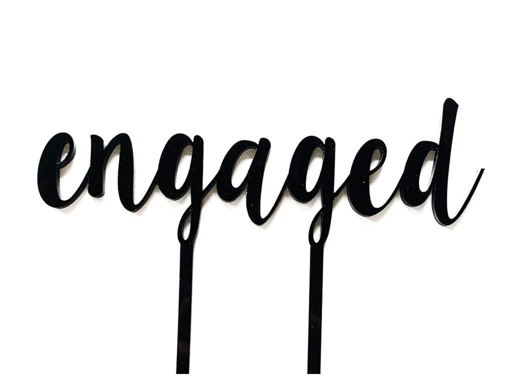 Engaged Cake Topper - Black