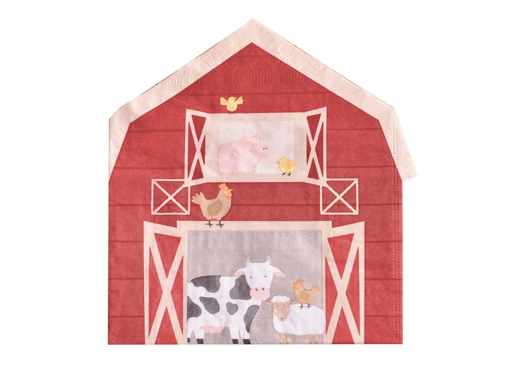 Farm Friends Barn Shaped Napkins 16pk